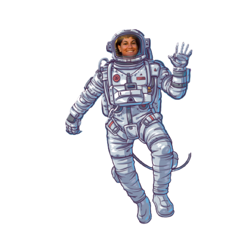 Ilustración de astronauta con la cara de Yulia